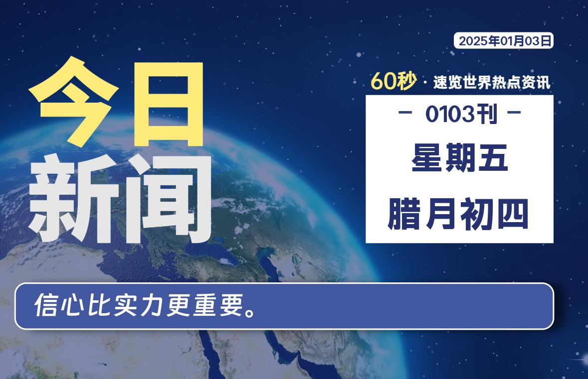 01月03日，星期五, 每天60秒了解天下事！ - 洋葱Blog